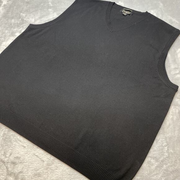 Pronto Uomo Extra Fine Merino Wool Sweater Vest Mens 3X Black V-Neck Pullover - Picture 1 of 6